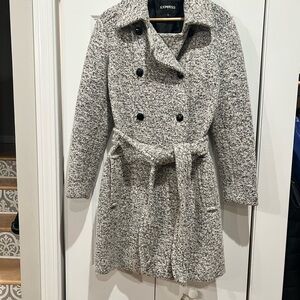 Express Women's Marled Gray Trench Coat